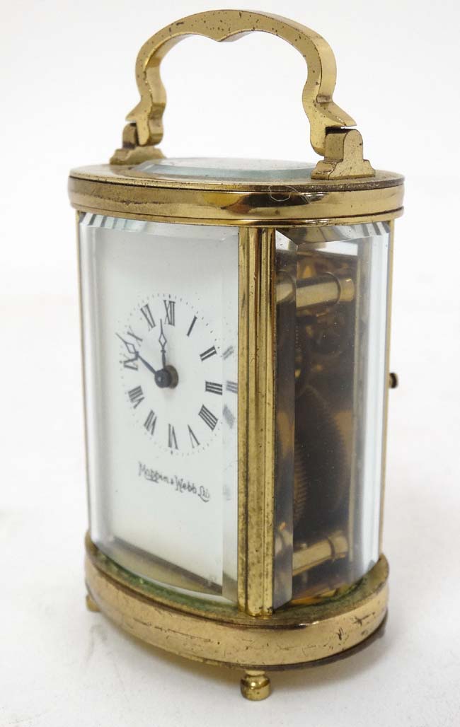 Oval Miniature Mappin & Webb Ltd Carriage Clock : a 4 shaped and bevelled glass with oval bevelled - Image 4 of 11