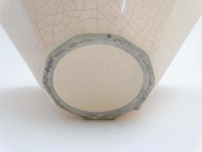 A S'Clement , France pink crackle glazed decahedron vase of tapering form , number 9914, - Image 4 of 4