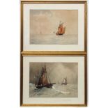 J C Hunter XIX-XX, Watercolour and gouache, a pair, Seascape vistas, Signed lower left.