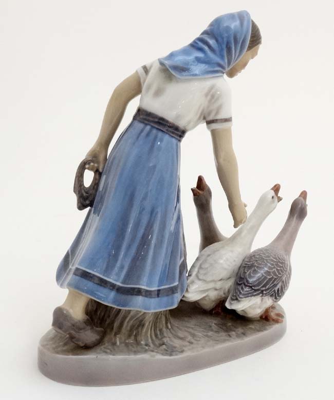 A Dahl Jensen Copenhagen '' Goose Girl '' figurine , number 1296 , bears factory stamp to base. - Image 4 of 6