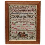Sampler: Ann E Johnson , 1870 woolwork ,Signed verso by Ronnie Barker ,