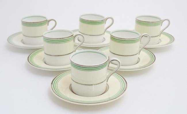 A set of 6 c1930s Wedgwood 6 coffee cups and saucers, number 5188, - Image 3 of 9