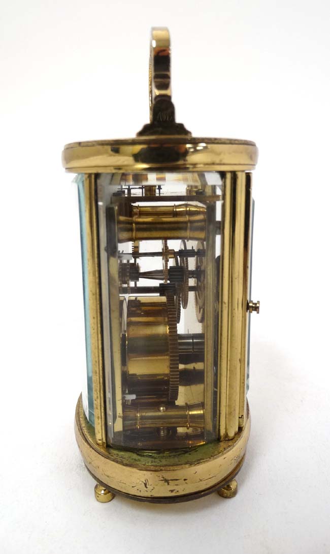 Oval Miniature Mappin & Webb Ltd Carriage Clock : a 4 shaped and bevelled glass with oval bevelled - Image 8 of 11