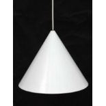 Vintage Retro : a Danish Pendant ' Kegle ' lamp / light with white livery and made by LYFA by an