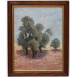 Continental School, Pastel, Continental farm scene with olive trees.