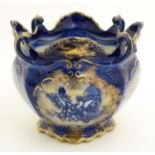 A Victoria ware Ironstone flow blue (flo-blue) style four handled jardiniere ,