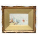 Monogrammed 1926 Marine School, Watercolour, Coastal scene of sailing boats,