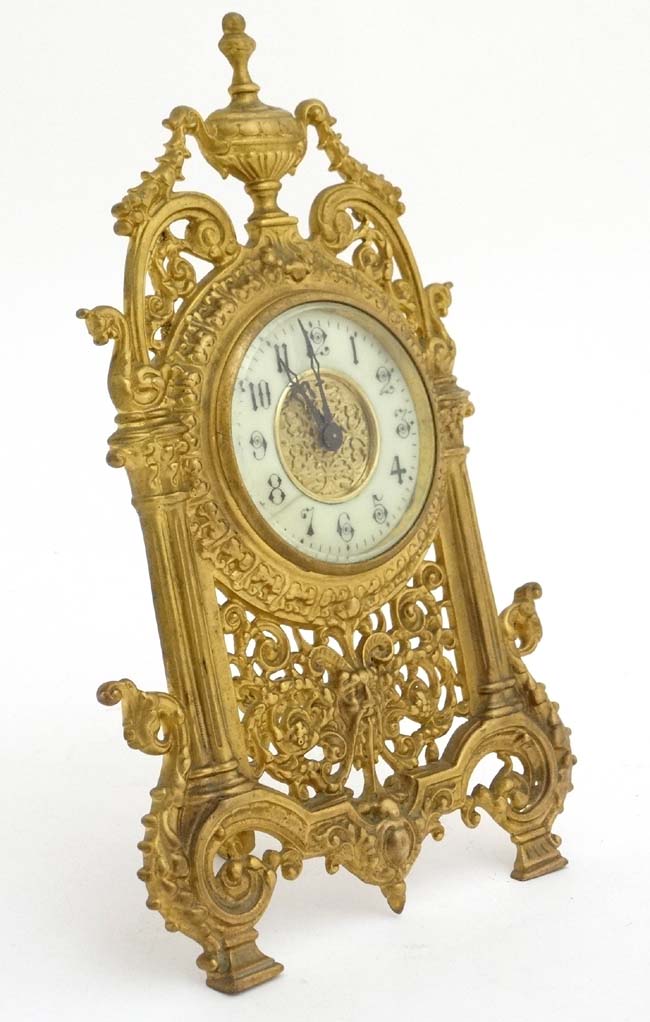 Strutt / Easel Clock : a key wind, - Image 4 of 7