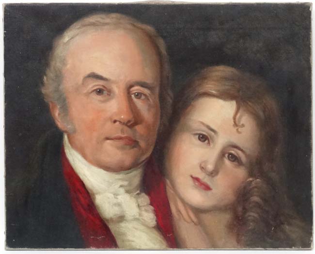 XIX-XX, Oil on canvas, Portrait of a Georgian Gentleman and young Girl.