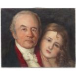 XIX-XX, Oil on canvas, Portrait of a Georgian Gentleman and young Girl.