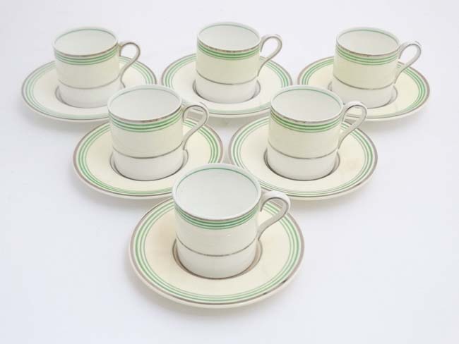 A set of 6 c1930s Wedgwood 6 coffee cups and saucers, number 5188,