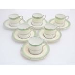 A set of 6 c1930s Wedgwood 6 coffee cups and saucers, number 5188,