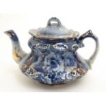 An early 20thC flo blue (flow blue) T Rathbone and Co , Victor teapot ,