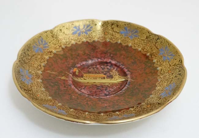 A Carlton Ware ' Rouge Royale ' New Mikado tea cup and saucer , decorated with bridge , - Image 5 of 9
