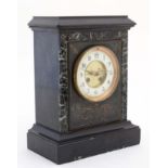 Marble Mantle Clock : a Slate cased and marble cased 8 Day 5" dial mantle clock striking on a