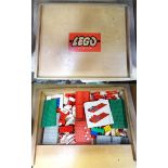 A large box of early '' Lego '' In wooden branded box.