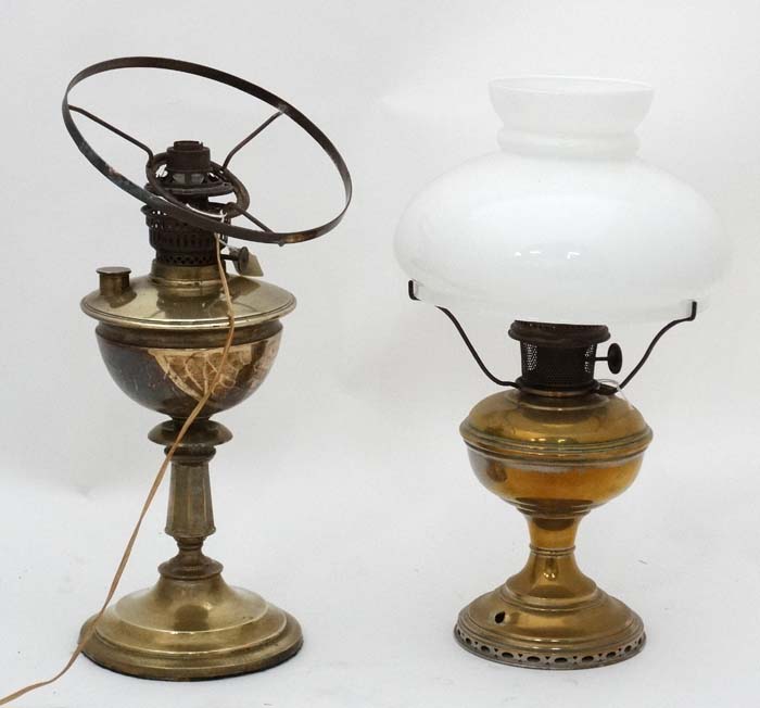 2 brass lamps CONDITION: Please Note - we do not make reference to the condition of