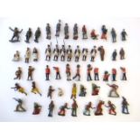 A quantity of painted soldiers figures etc to include early 19thC / 20thC soldiers,