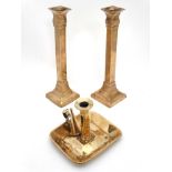 2 brass candlesticks and a chamberstick (3) CONDITION: Please Note - we do not make