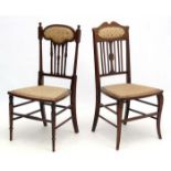 Two Edwardian inlaid mahogany bedroom chairs,
