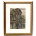 JJC early- mid XX, Pencil , gouache and watercolour, Italian Renaissance building,