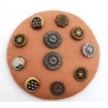 Buttons : 11 assorted buttons Victorian and Edwardian black glass buttons etc CONDITION: