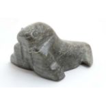 Inuit : A carved soapstone depicting of a walrus M55 1986 approx 4" long CONDITION: