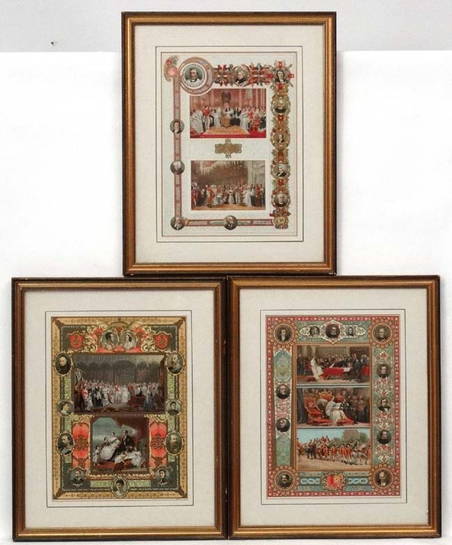 A set of 3 Chromolithographs , Royal Victorian life.