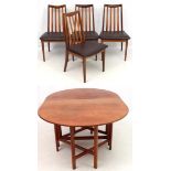 Vintage Retro : an English folding Sutherland style 6 leg mahogany together with 4 G-Plan Style