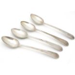 A set of 4 Geo III silver Old English pattern teaspoons hallmarked London 1878 maker WS.