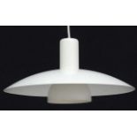 Vintage Retro : a Danish Horn type 3195 Pendant lamp / light of white liveried exterior bears '