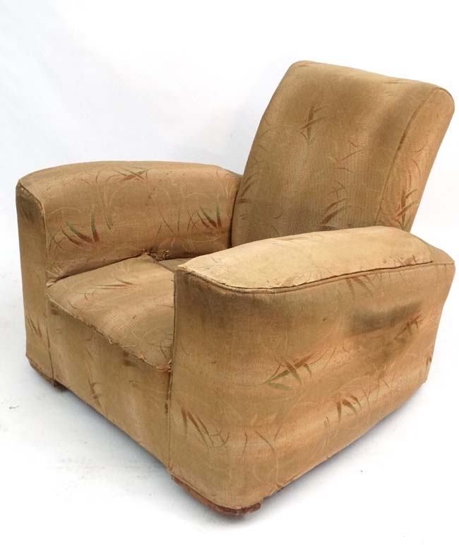 A pair of Art Deco cloth upholstered club armchairs. - Image 3 of 10