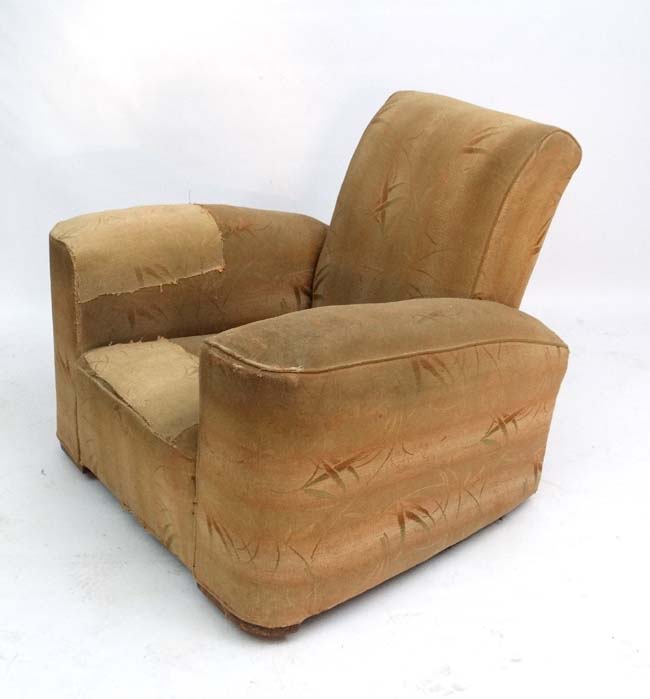 A pair of Art Deco cloth upholstered club armchairs. - Image 5 of 10