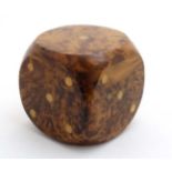 Gaming : A novelty inlaid burr walnut box / playing card box with a removable lid in the form of a