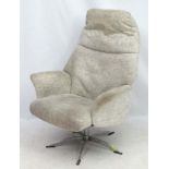 Vintage Retro : A Danish swivel and adjustable tilt upholstered office chair with splayed arms