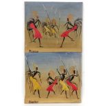 Pathy BUKASA ( Boukasa ) KANKOLONGO (1977) African, Oil on canvas , a pair, Tribal dance,