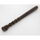 An early 20thC turned hardwood Police Truncheon ,