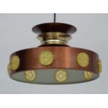 Vintage Retro : A Danish brushed Copper pendant lamp,