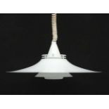 Vintage Retro : A Danish Formlight Rise and Fall pendant lamp, with white livery ,