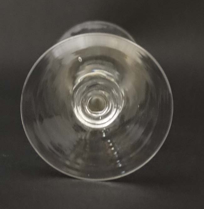 A set of 6 glass pedestal sherry schooners / glasses 4 1/4" high CONDITION: Please - Image 3 of 4