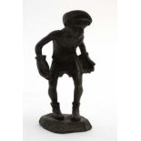 Russian Bronze : a Nimor Foundary made cast bronze sculpture of a young boy goalkeeper ,