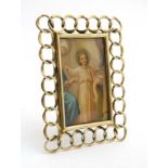 A brass curb link picture/ photograph frame with easel / strut back 5 5/8" x " wide