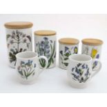 Portmeirion : a matching set of Botanic Garden items to include 2 mugs, 2, 1 & 1 storage jars,