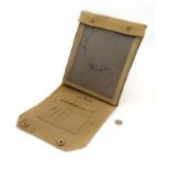 Militaria : A WWII British webbing map pouch , the inner with provision for tools ,