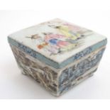 An unusual Chinese Famille Rose box having three sections to interior ,