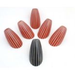 Vintage Retro : a collection of 6 1950's wall light angled shades with red stripe ( one is a black
