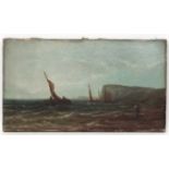 Attributed to John F Branegan XIX-XX, Oil on canvas, Coastal scene with fishing boats.