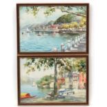 Gino Boni mid - late XX, Watercolour , a pair, North Italian lake side views, Signed lower.