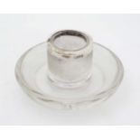 A glass table / bar top match vesta holder with silver rim hallmarked London 1902.