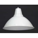 Vintage Retro : a Danish Pendant lamp / light of brushed banded and white livery similar to a '